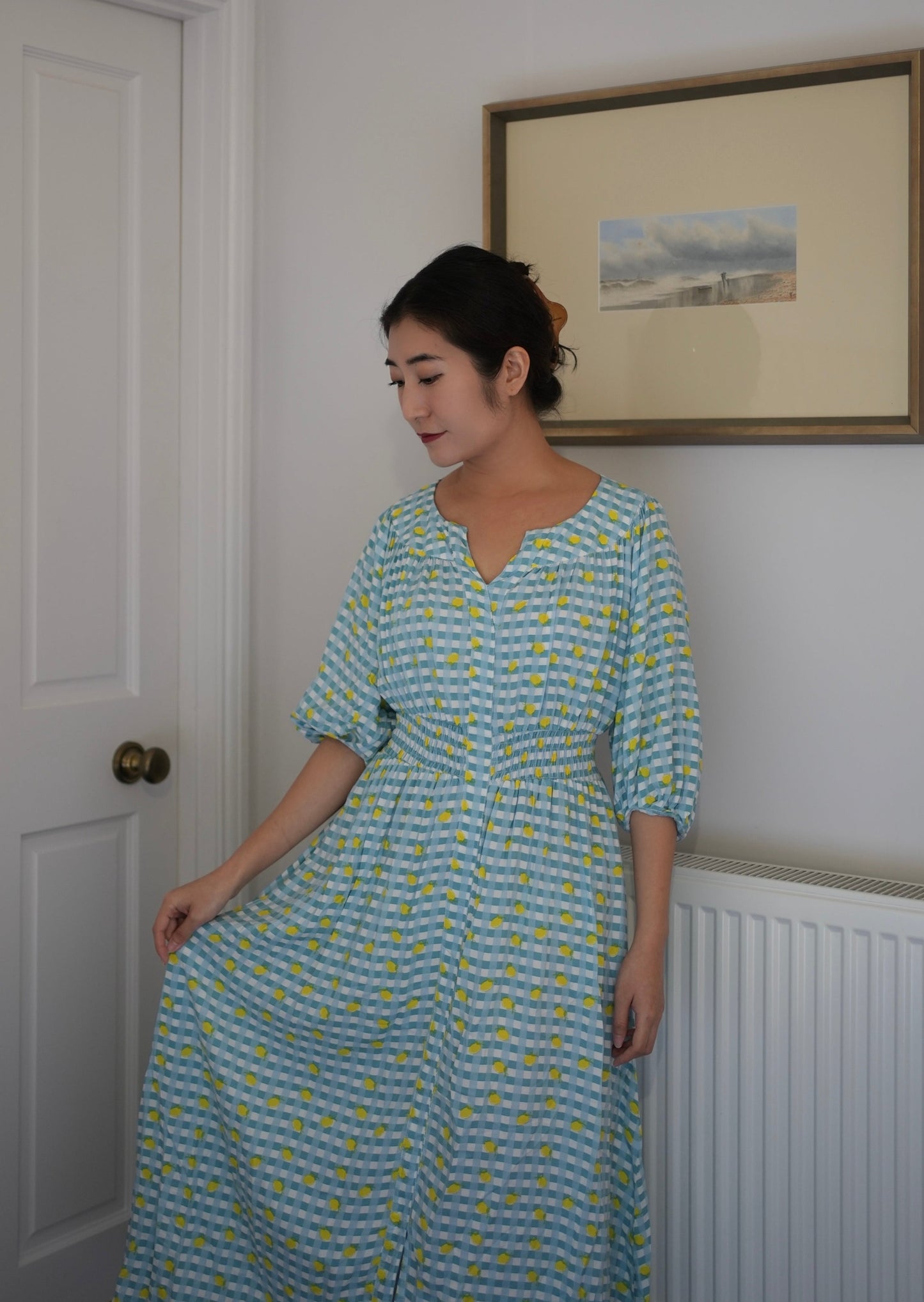 Julia Dress - Lemon Blue