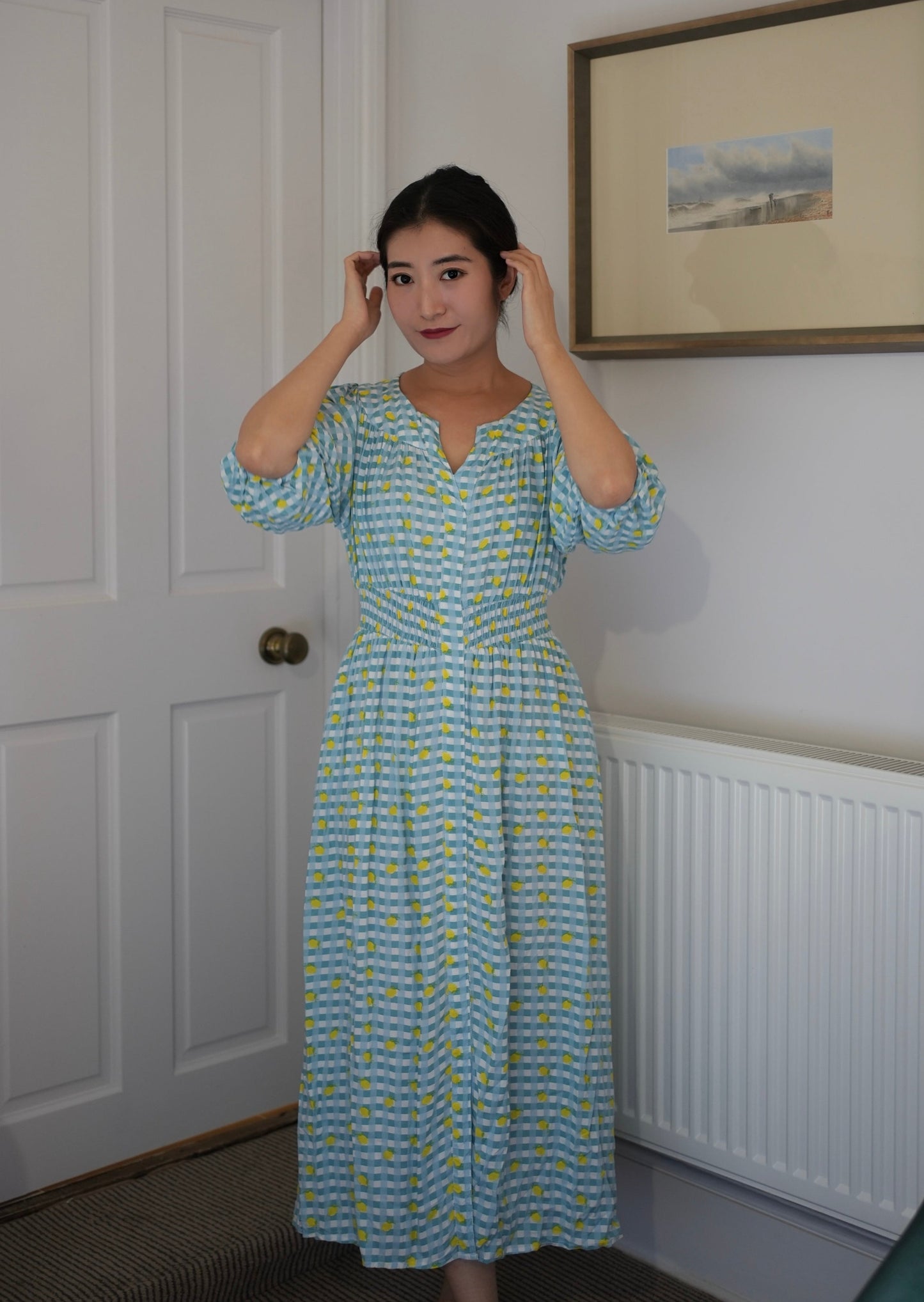 Julia Dress - Lemon Blue